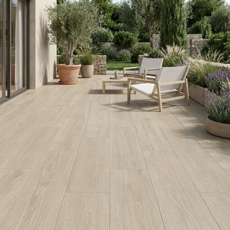 Dalle extérieur effet bois Sandhill 2.0 naturel R11 30x120 cm
