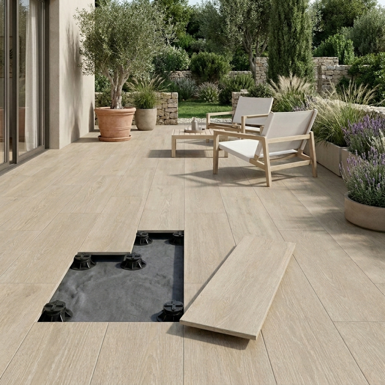 Dalle extérieur effet bois Sandhill 2.0 naturel R11 30x120 cm