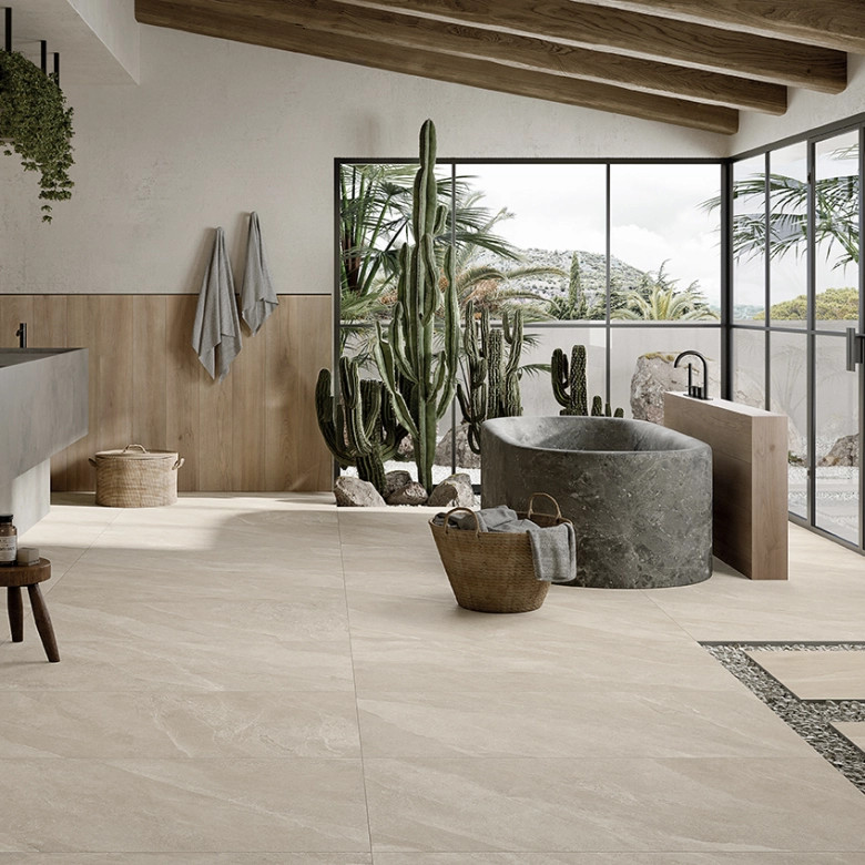 Carrelage sol effet pierre Volcania Sable60x120 cm
