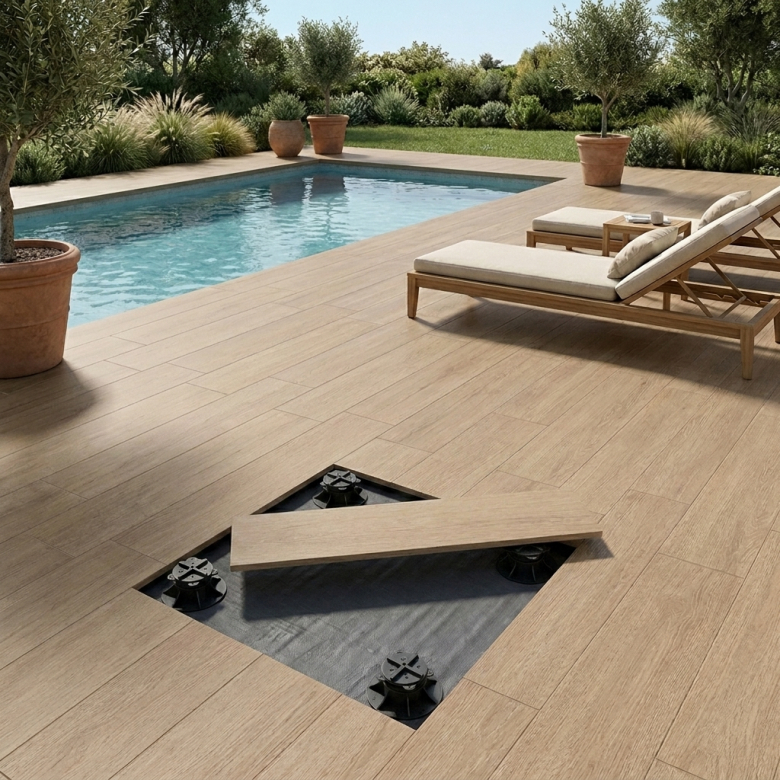 Dalle extérieur effet bois Florès 2.0 chêne R11 40*120 cm