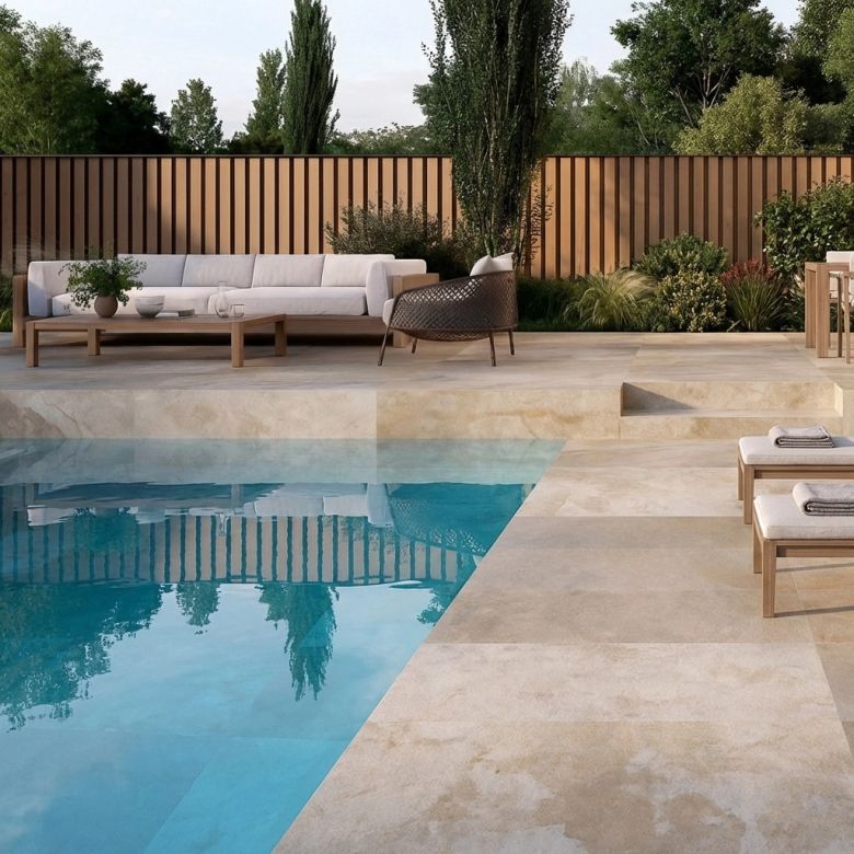 Carrelage sol extérieur effet Pierre de Bali Krabi beige R11 60x120 cm