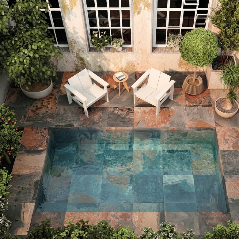 Carrelage sol extérieur effet Pierre de Bali Chateau naturel R10 30x60 cm