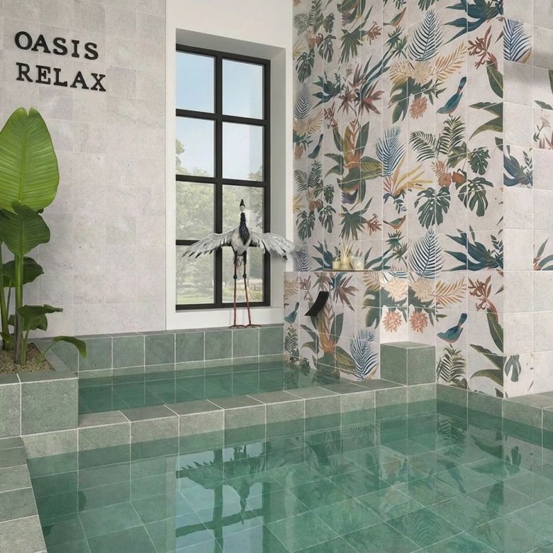 Carrelage sol et mur Bali vert 20x20 cm