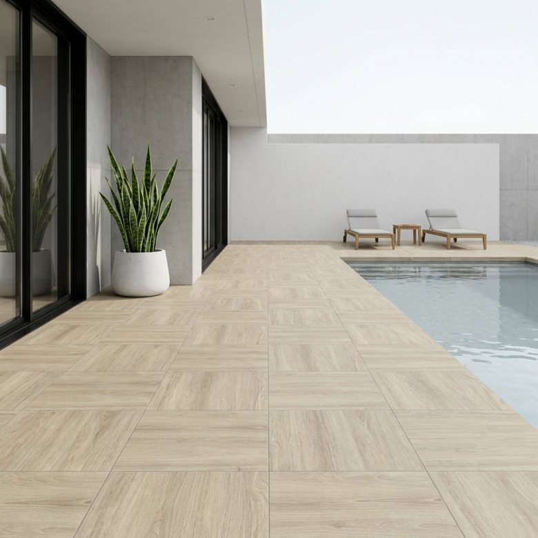 Dalle extérieur effet bois Sumatra naturel R11 60*60 cm