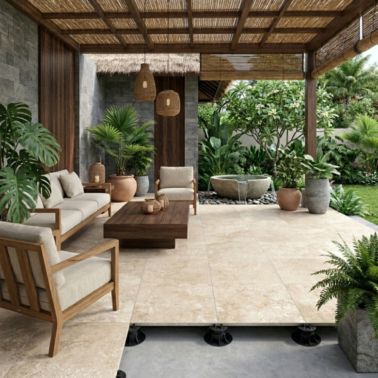 Dalle extérieur Tivertino terre 2.0 R11 60*60 cm