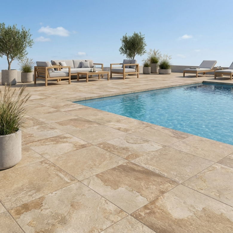 Dalle extérieur Chateau 2.0 crème R11 60x60 cm