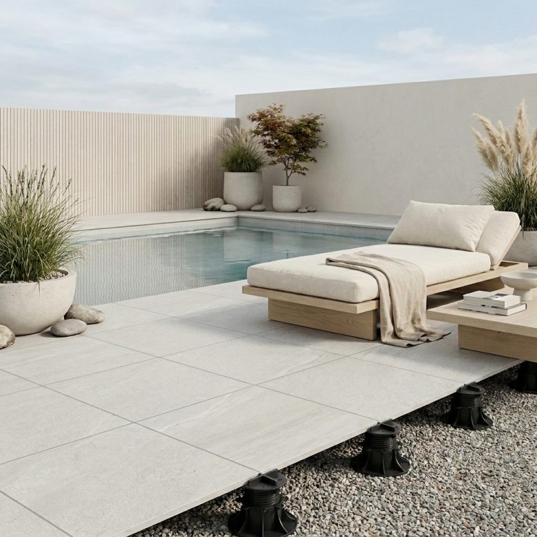 Dalle extérieur Tikal 2.0 Blanc grisé R11 60x60 cm