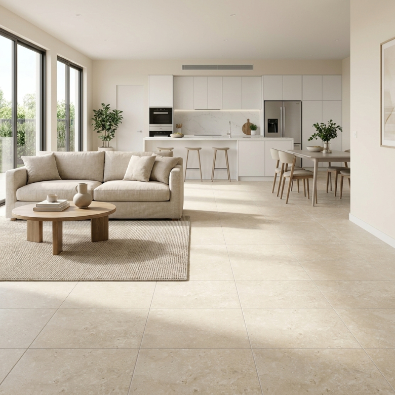 Carrelage sol effet Travertin Tivertino Naturel 60x60 cm