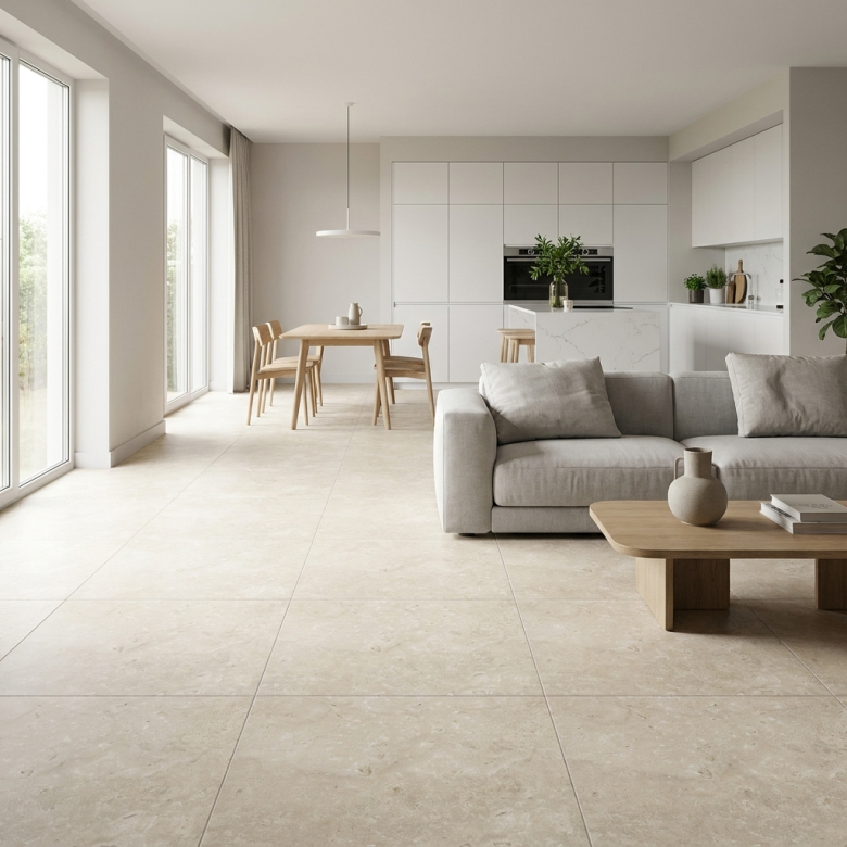 Carrelage sol effet Travertin Tivertino Naturel 100x100 cm
