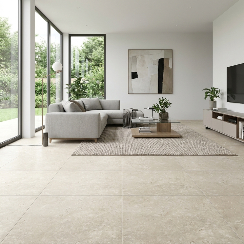 Carrelage sol effet Travertin Tivertino Naturel 60x60 cm