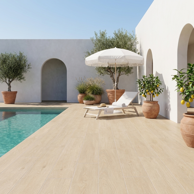 Dalle extérieur effet bois Amazonia 2.0 beige R11 29,5x120 cm