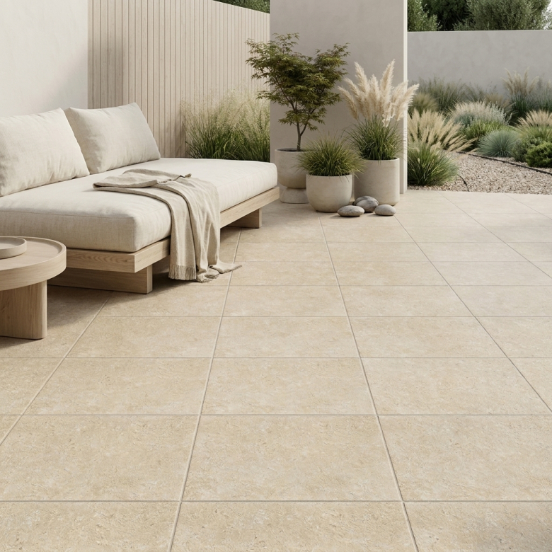 Dalle extérieur effet pierre Auvergnat 2.0 beige R11 60x60 cm