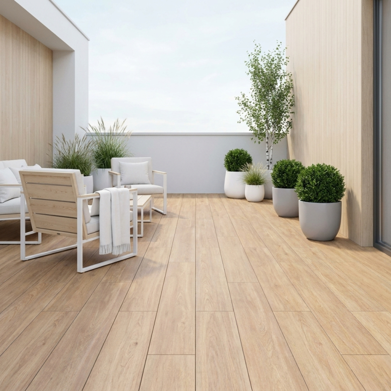 Carrelage sol extérieur effet bois Bermude miel R11 20x120 cm