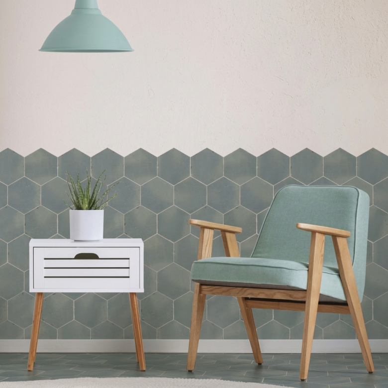 Carrelage sol hexagonal San Marin bleu 14x16 cm