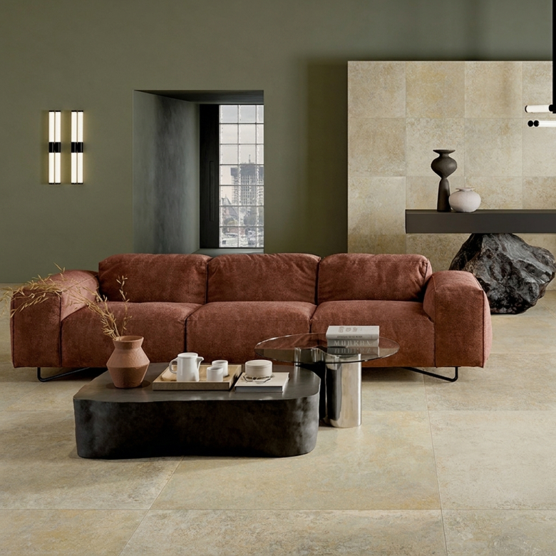 Carrelage sol effet pierre Arezzo beige 60x60 cm