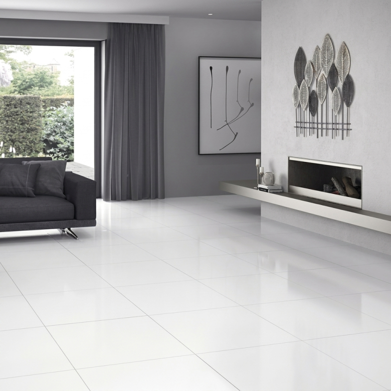 Carrelage sol brillant Electra blanc brillant 59,4x59,4 cm