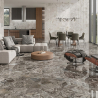 Carrelage sol et mur poli effet pierre Pyrite anthracite 60x120 cm