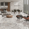 Carrelage sol et mur poli effet pierre Pyrite blanc grisé 60x120 cm