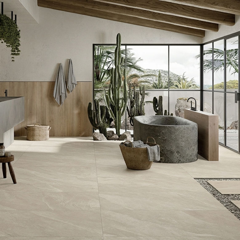 Carrelage sol effet pierre Volcania Sable 30x60 cm