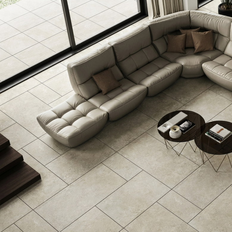 Carrelage sol effet pierre Dolomie Taupe multi-format