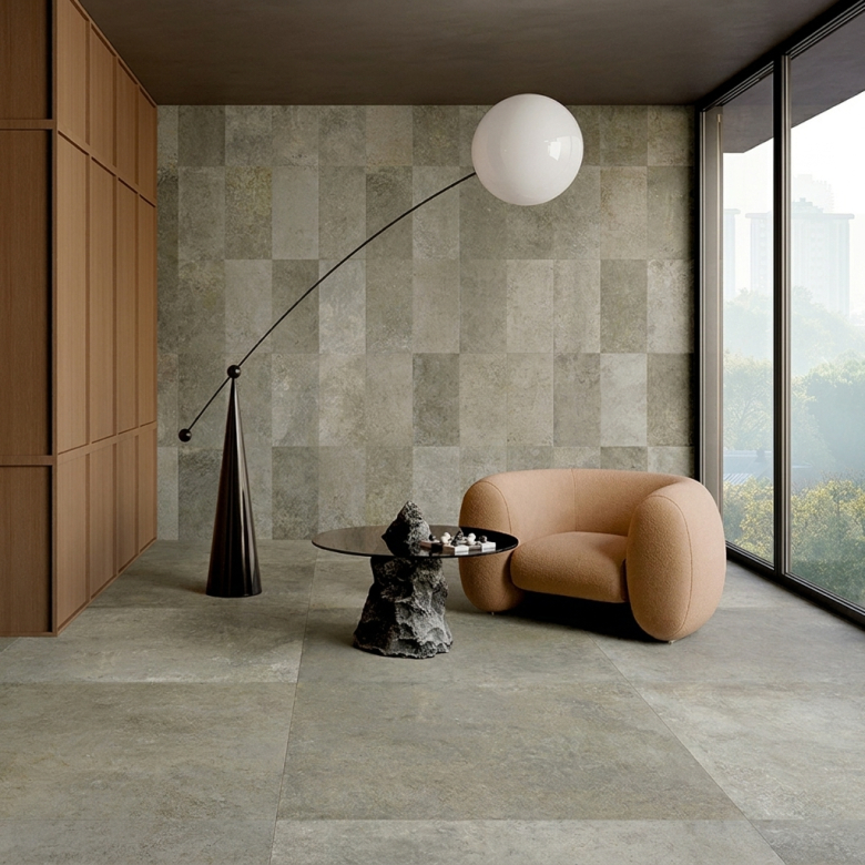 Carrelage sol extérieur effet pierre Arezzo gris R11 60x60 cm