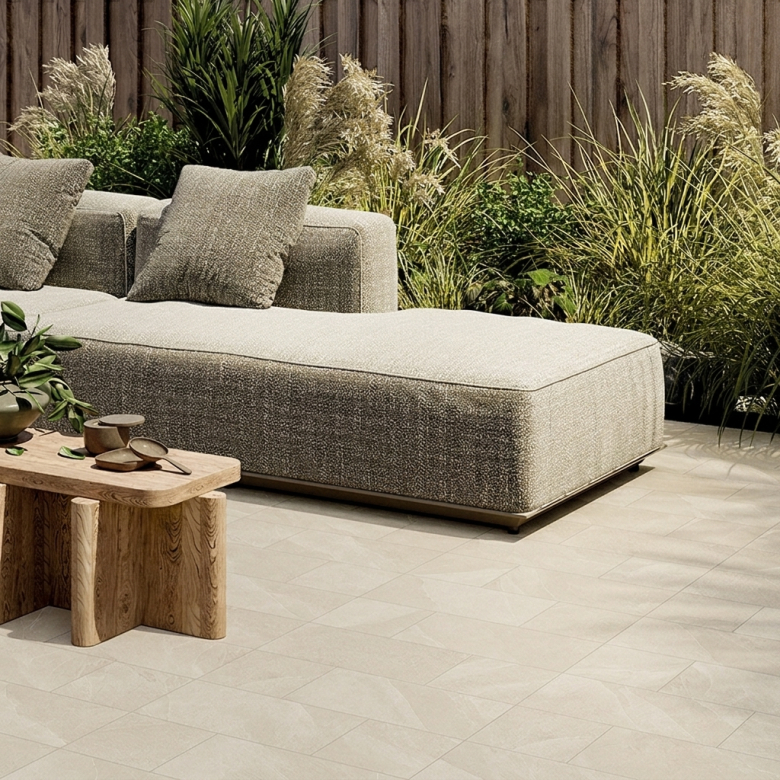 Carrelage sol extérieur effet pierre Volcania sable R11 60x60 cm