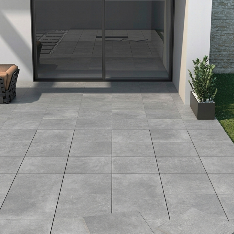 Carrelage sol extérieur effet pierre Link Perle R11 90x90 cm