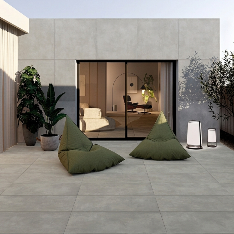 Carrelage sol extérieur Moderne Inédit gris fumée R11 60x120 cm