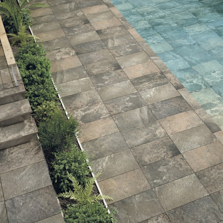 Carrelage sol extérieur effet Pierre de Bali Munduk Noce R12 45x65 cm