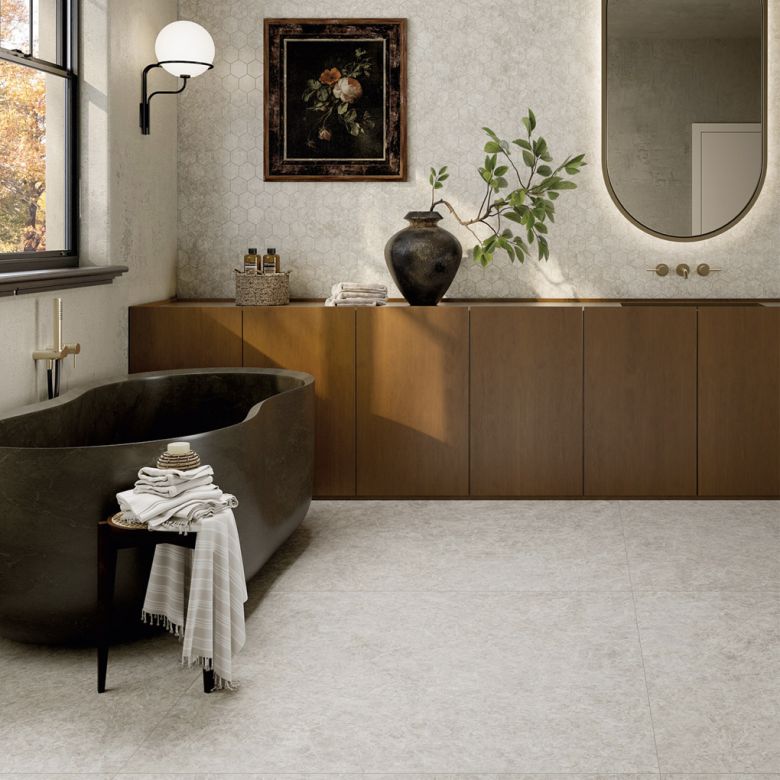 Carrelage sol effet marbre Joali blanc grisémat60x60 cm