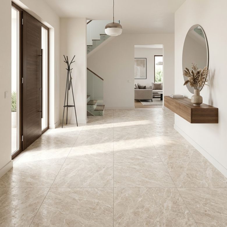 Carrelage sol effet marbre Joali blanc grisémat60x60 cm