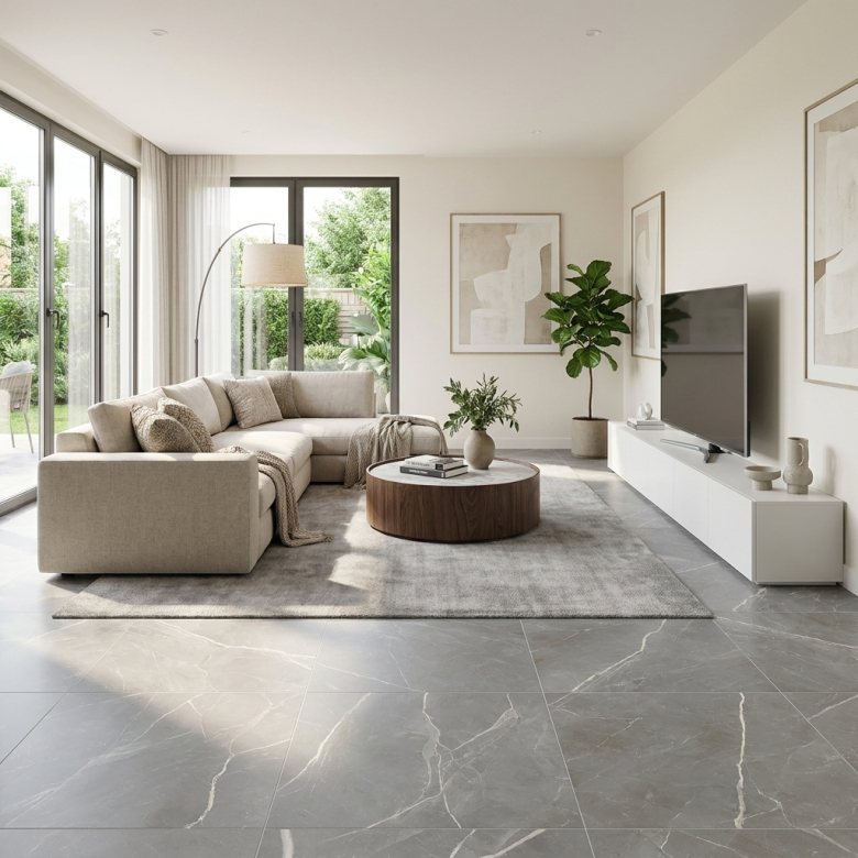 Carrelage sol effet marbre Joali argent mat 60x60 cm