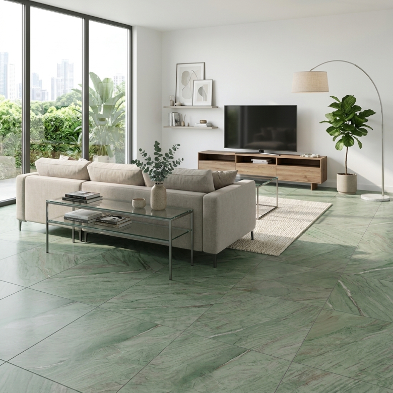Carrelage sol effet marbre Joali vert mat 60x60 cm