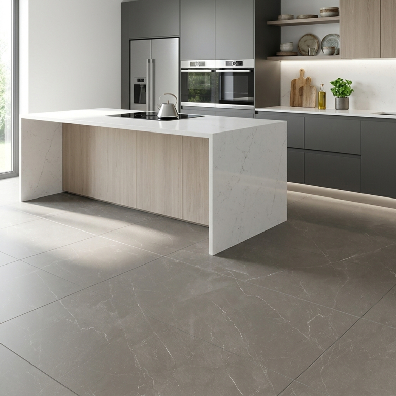 Carrelage sol effet marbre Joali taupe mat 120x120 cm