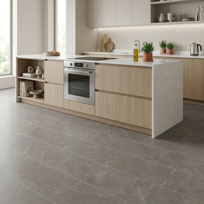 Carrelage sol effet marbre Joali taupe mat 30x60 cm
