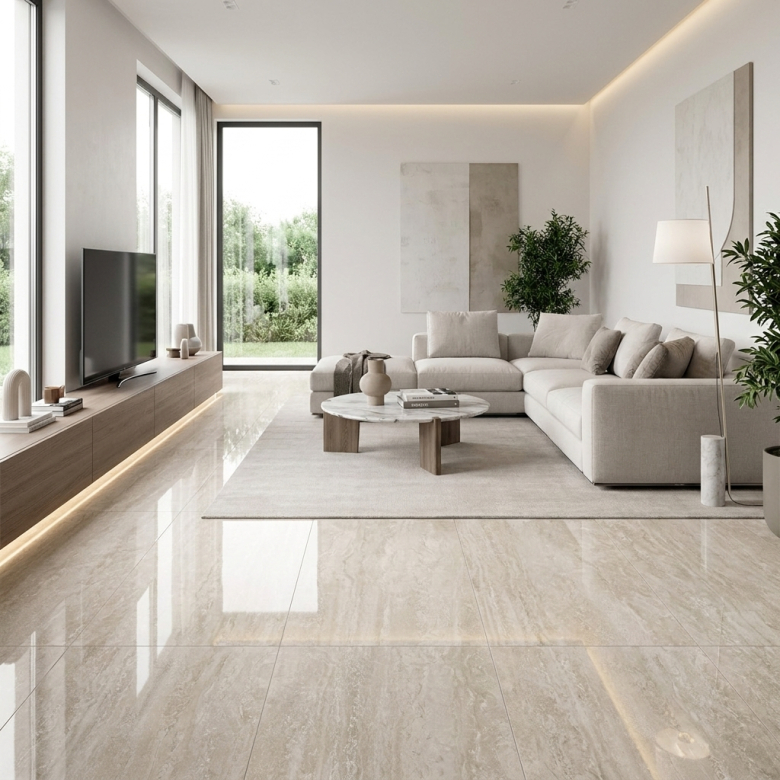 Carrelage sol poli effet marbre Joali beige 30*60 cm