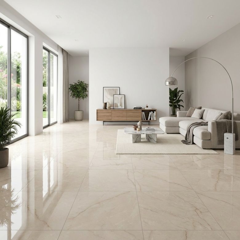 Carrelage sol poli effet marbre Joali ivoire 6060 cm