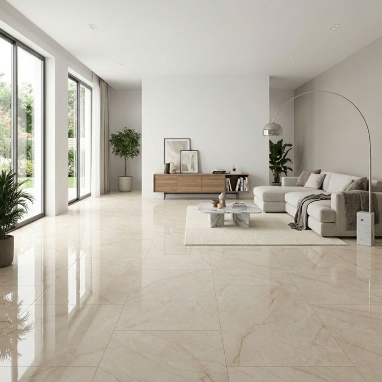 Carrelage sol poli effet marbre Joali ivoire 60120 cm