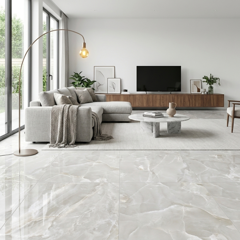Carrelage sol poli effet marbre Joali perle 60*60 cm