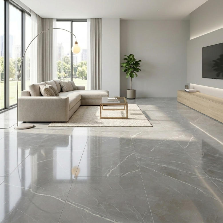 Carrelage sol poli effet marbre Joali argent 60*120 cm
