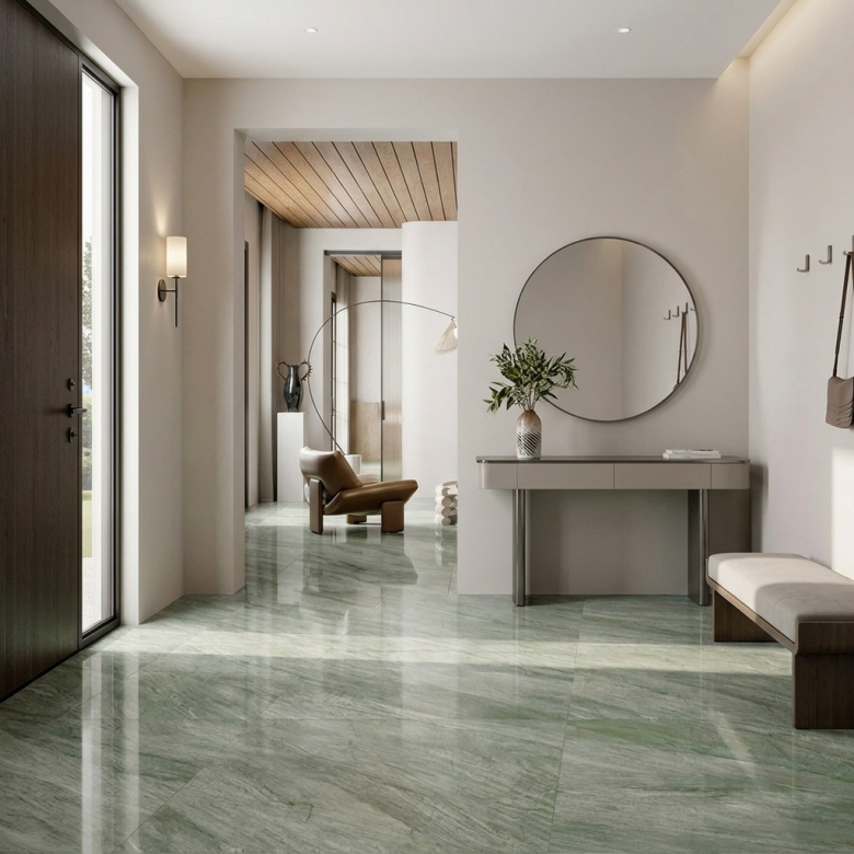 Carrelage sol poli effet marbre Joali vert 60*120 cm