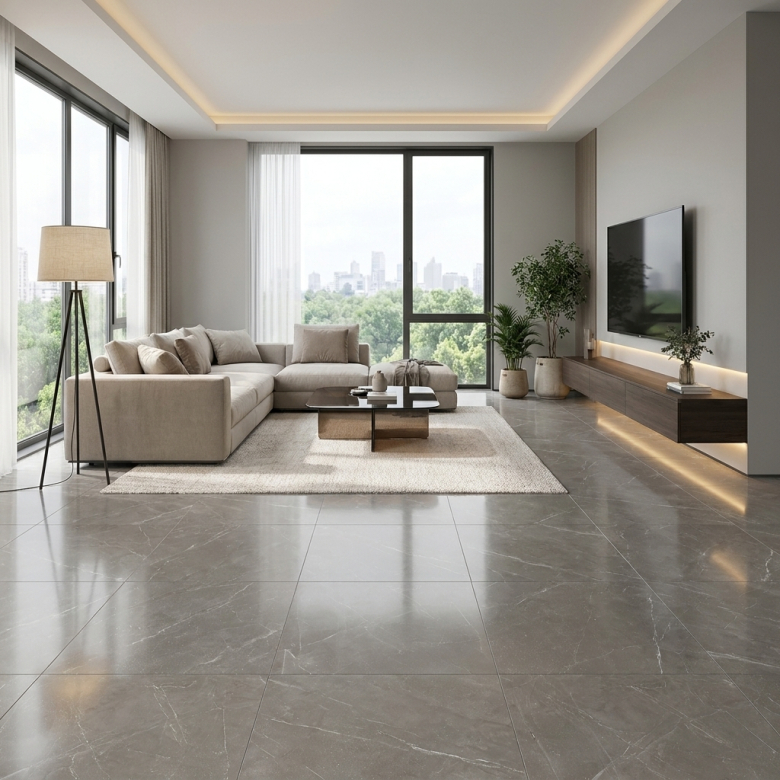 Carrelage sol poli effet marbre Joali taupe 60*60 cm