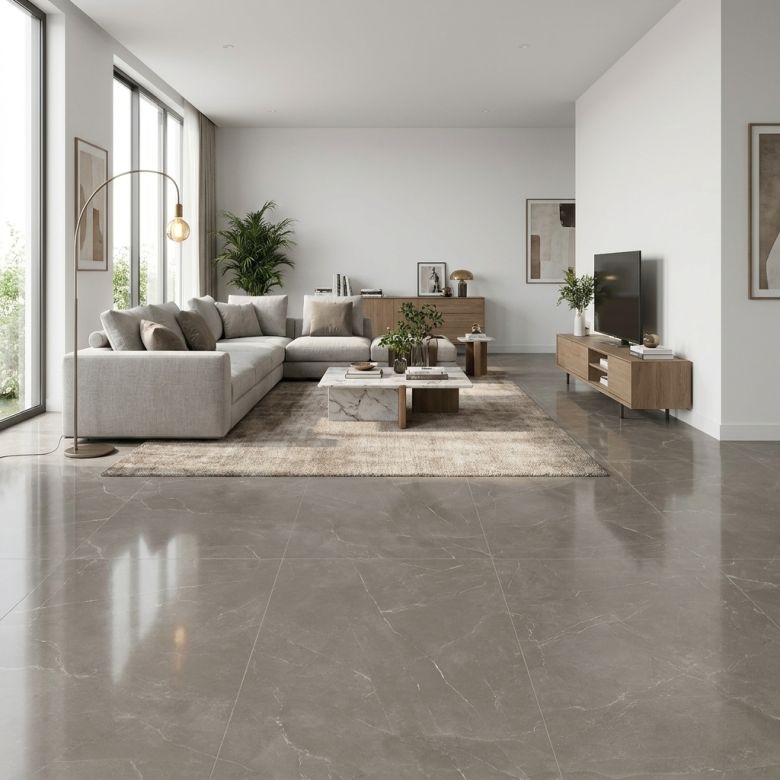 Carrelage sol poli effet marbre Joali taupe3060 cm