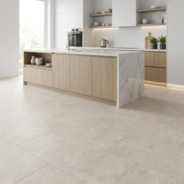 Carrelage sol effet pierre Maddalena blanc grisé 60x120 cm