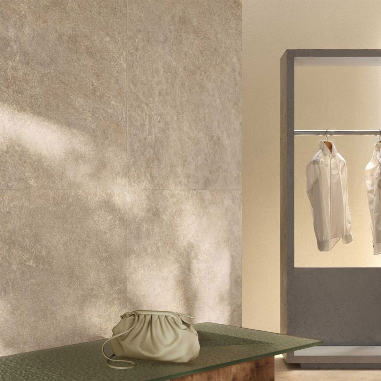 Carrelage sol effet pierre Maddalena beige 120x120 cm