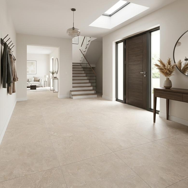 Carrelage sol effet pierre Maddalena beige 120x120 cm