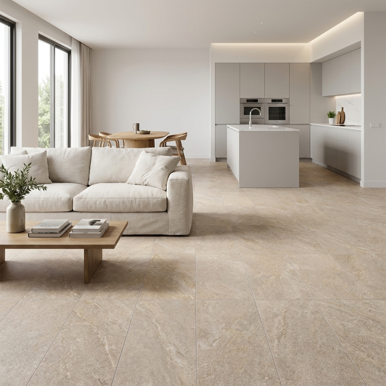 Carrelage sol effet pierre Maddalena beige 30x60 cm
