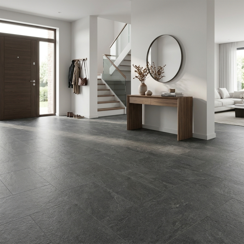 Carrelage sol effet pierre Maddalena noir 30x60 cm