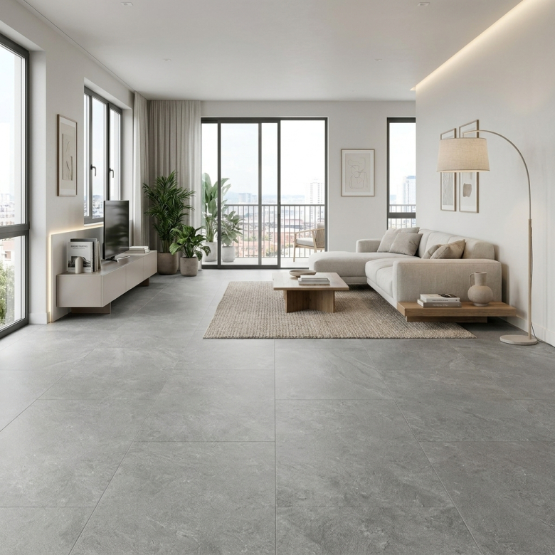 Carrelage sol effet pierre Maddalena anthracite 60x120 cm