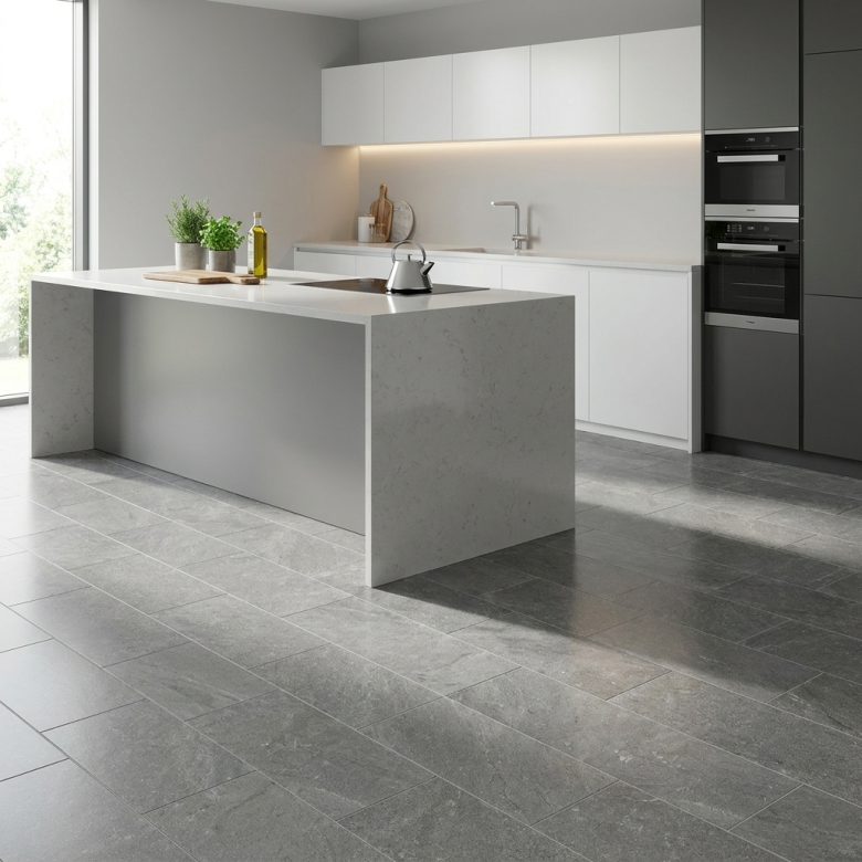 Carrelage sol effet pierre Maddalena anthracite 30x60 cm